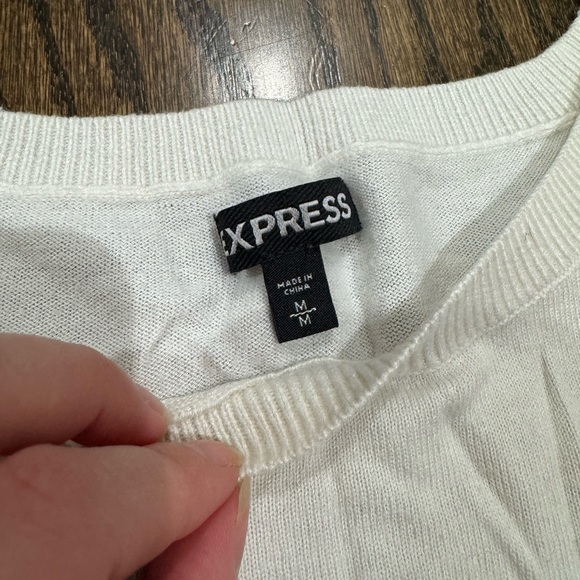 Express Wide Cropped Sweater - White with Navy Stripes - Picture 3 of 4